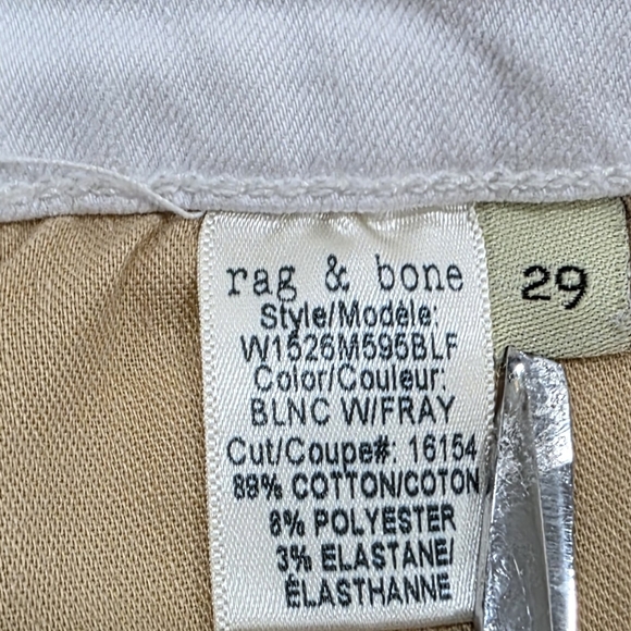 Rag & Bone /JEAN Capri Skinny Jeans White Raw Frayed Hem Stretch Size 29 - Picture 10 of 14